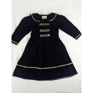 Vintage Maty Sailor Dress Girls Size 6 Navy Blue Velvet Gold Buttons Madeline